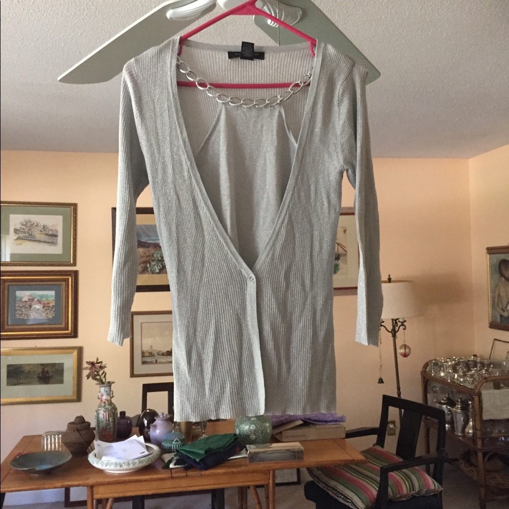 NWT $68 AUGUST SILK CHAINED SHIMMERY BLOUSE, SMALL
